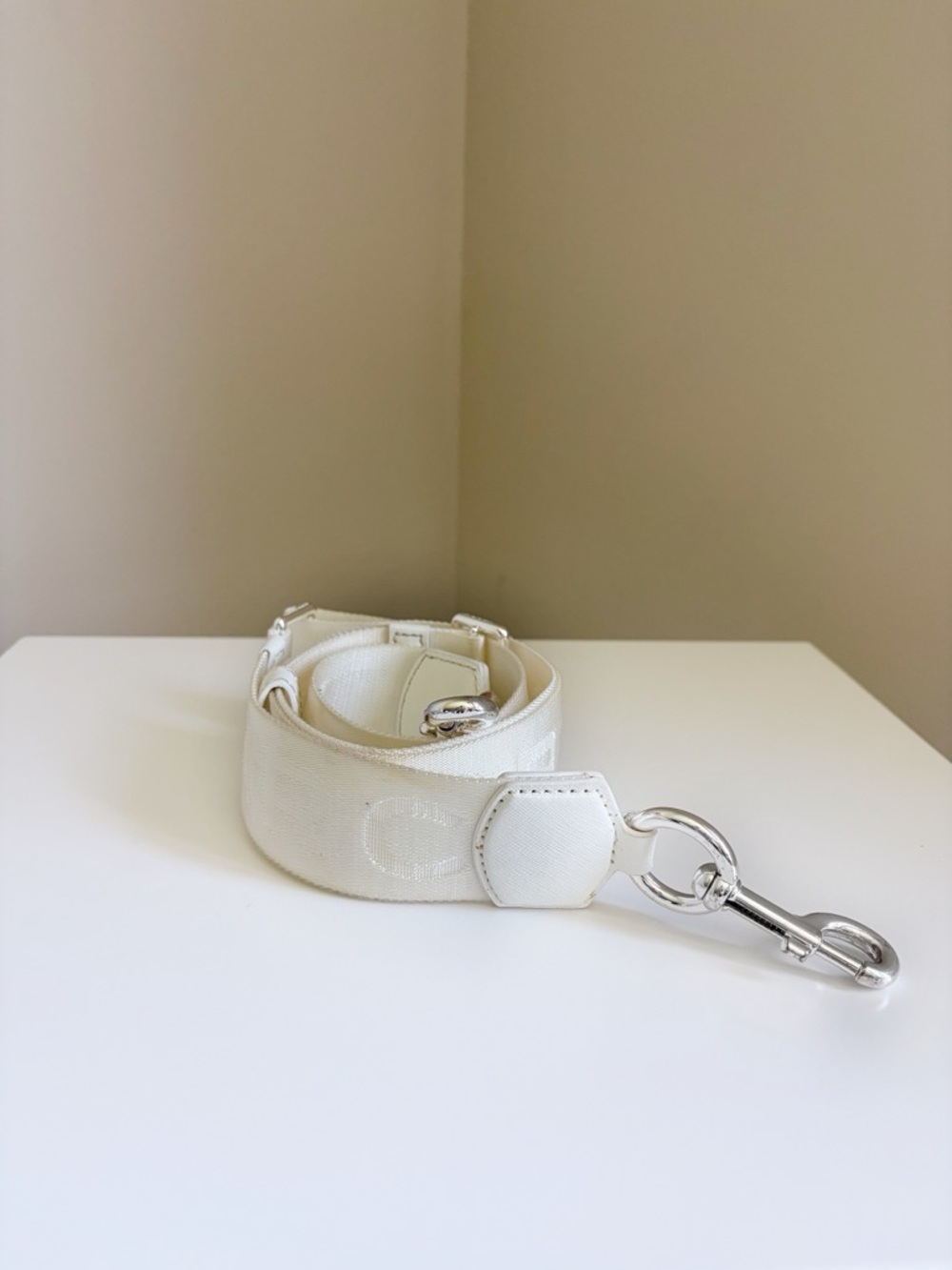 Marc Jacobs White Crossbody Strap with Silver Hardware
